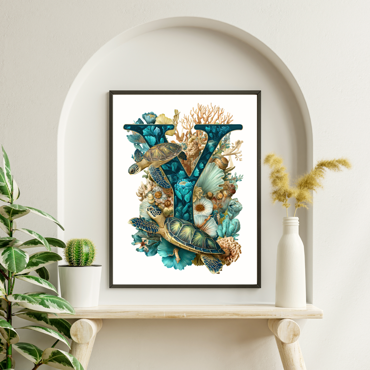 Affiche Lettre Initiale Y Océan – Illustration Unique 40x50 cm