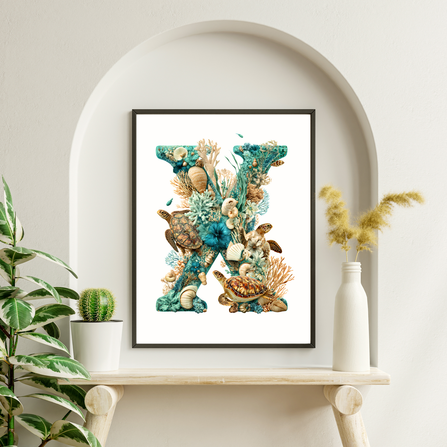 Affiche Lettre Initiale X Océan – Illustration Unique 40x50 cm
