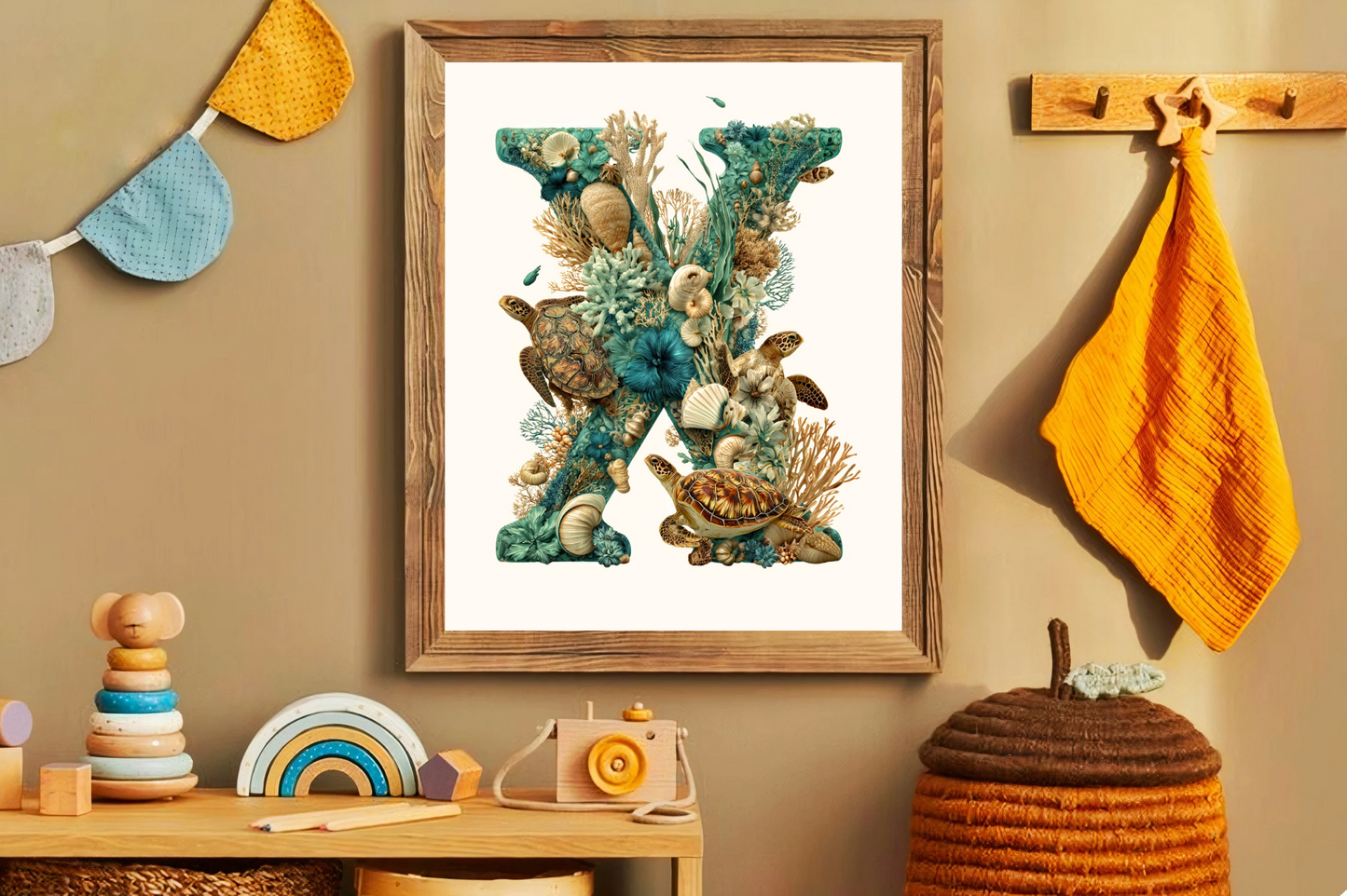 Affiche Lettre Initiale X Océan – Illustration Unique 40x50 cm