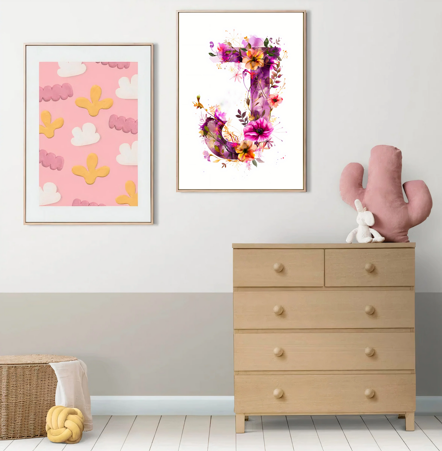 Affiche Lettre Initiale J Aquarelle – Illustration Florale Unique 40x50 cm