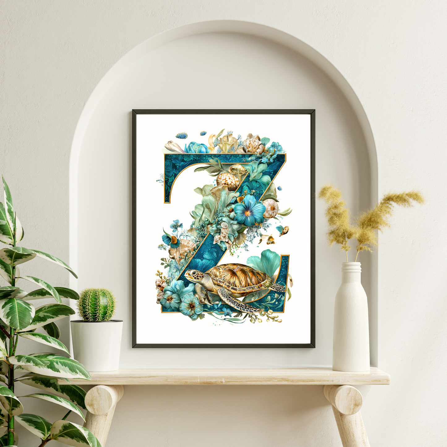 Affiche Lettre Initiale Z Océan – Illustration Unique 40x50 cm