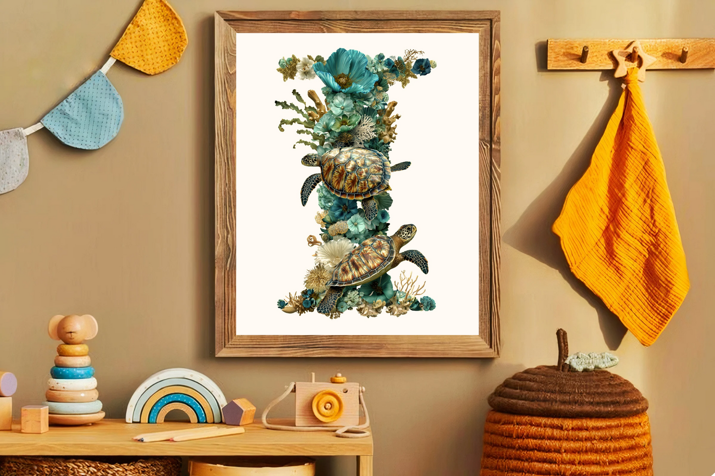 Affiche Lettre Initiale I Océan – Illustration Unique 40x50 cm