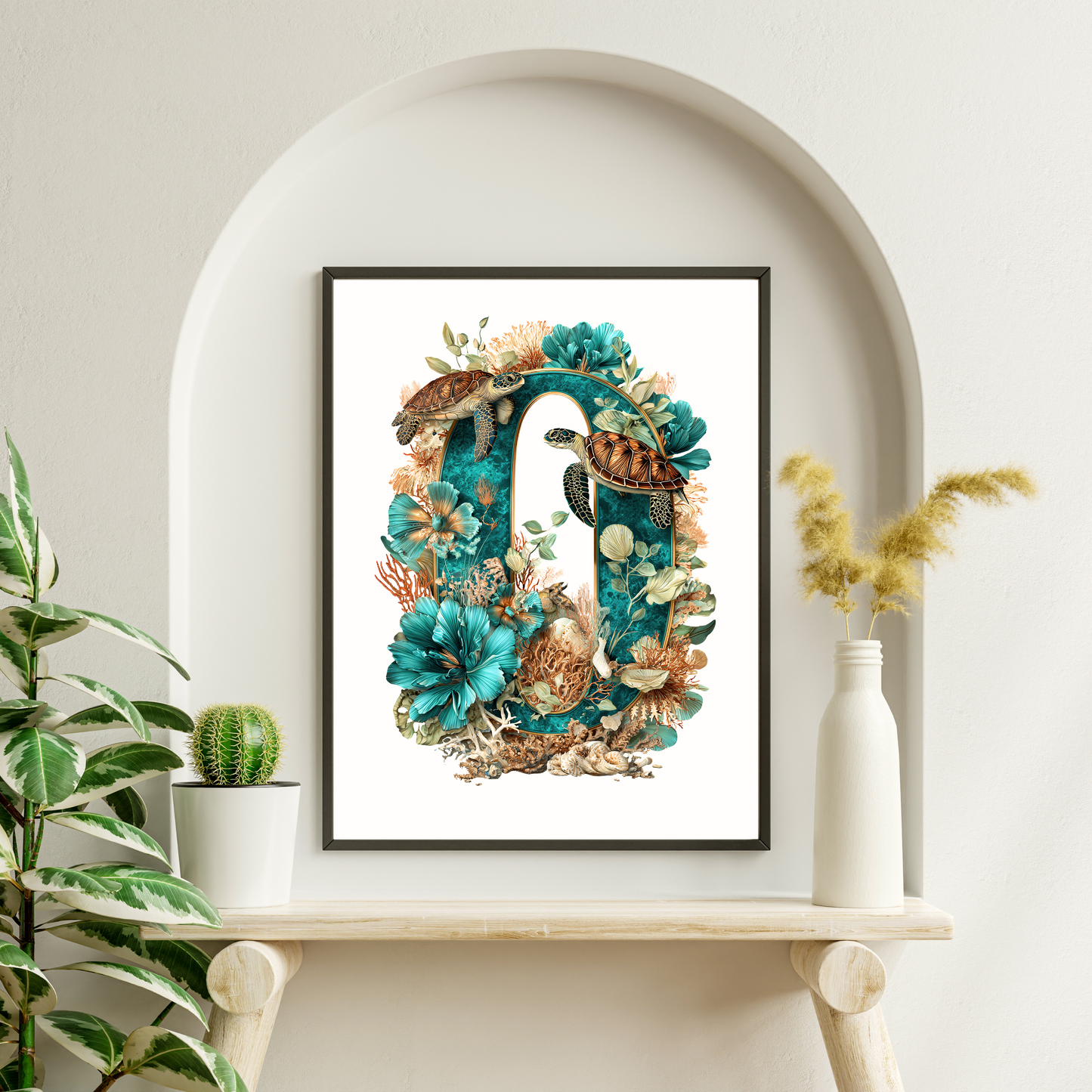 Affiche Lettre Initiale O Océan – Illustration Unique 40x50 cm