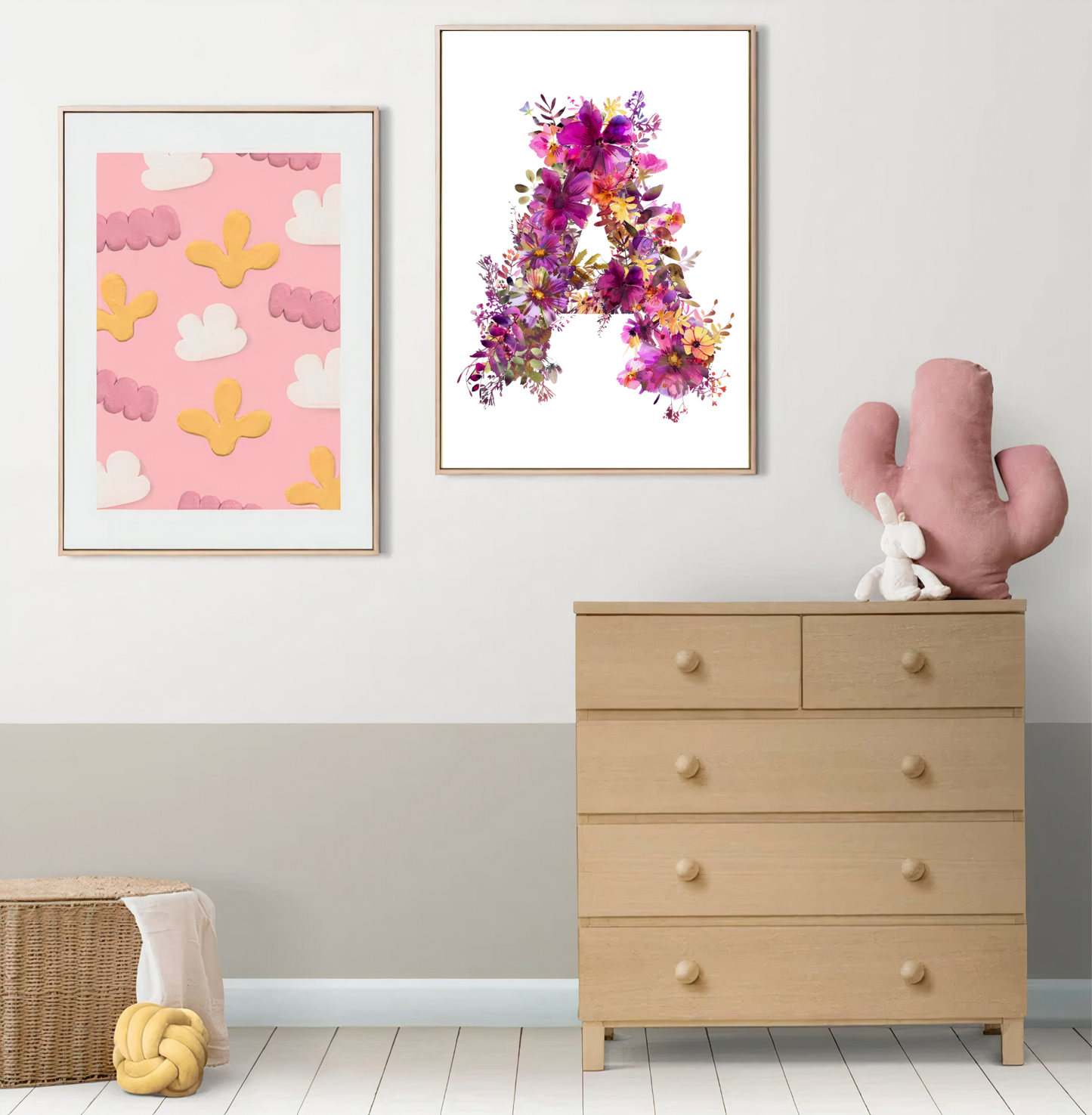 Affiche Lettre Initiale A Aquarelle – Illustration Florale Unique 40x50 cm