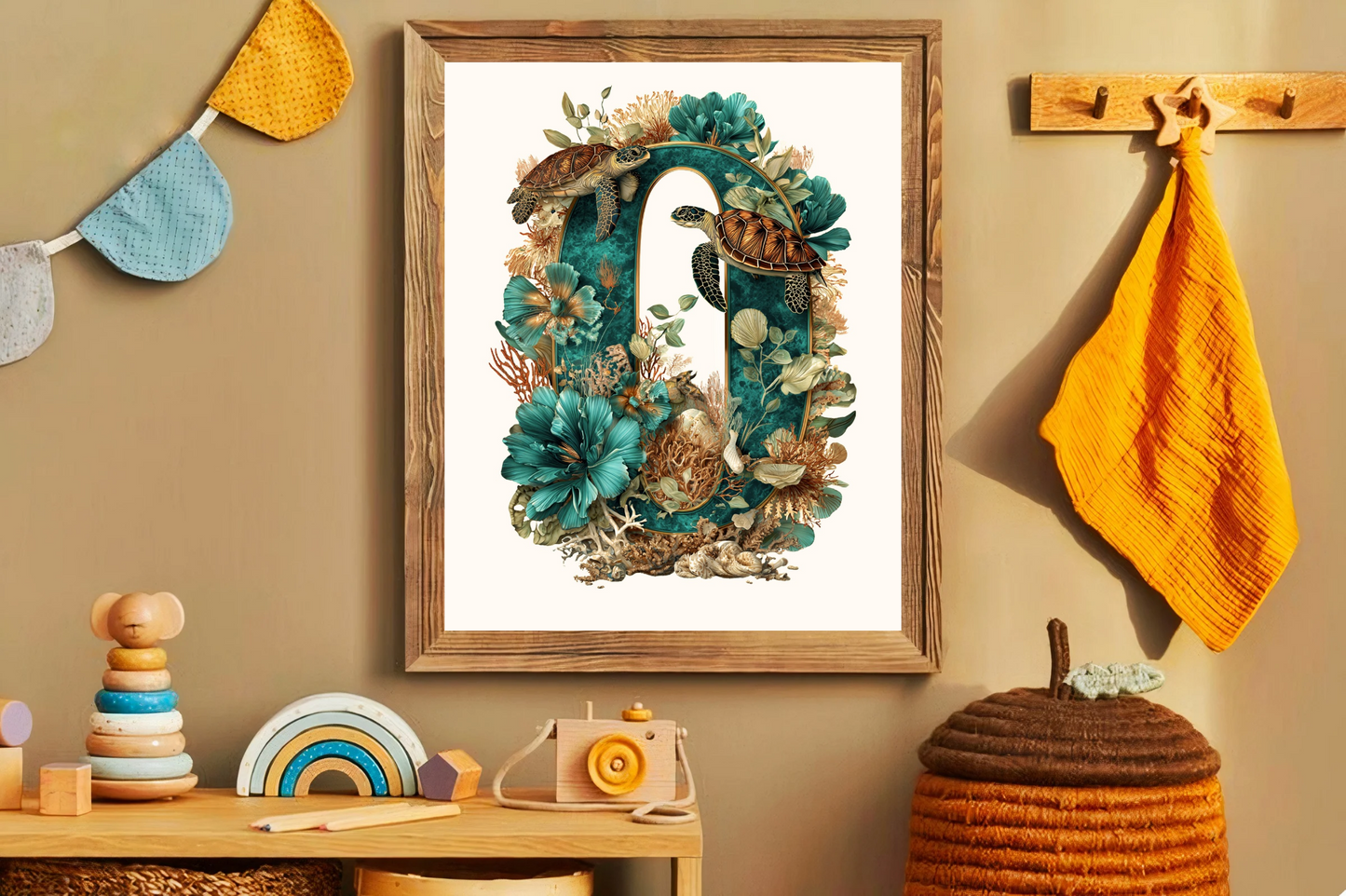 Affiche Lettre Initiale O Océan – Illustration Unique 40x50 cm