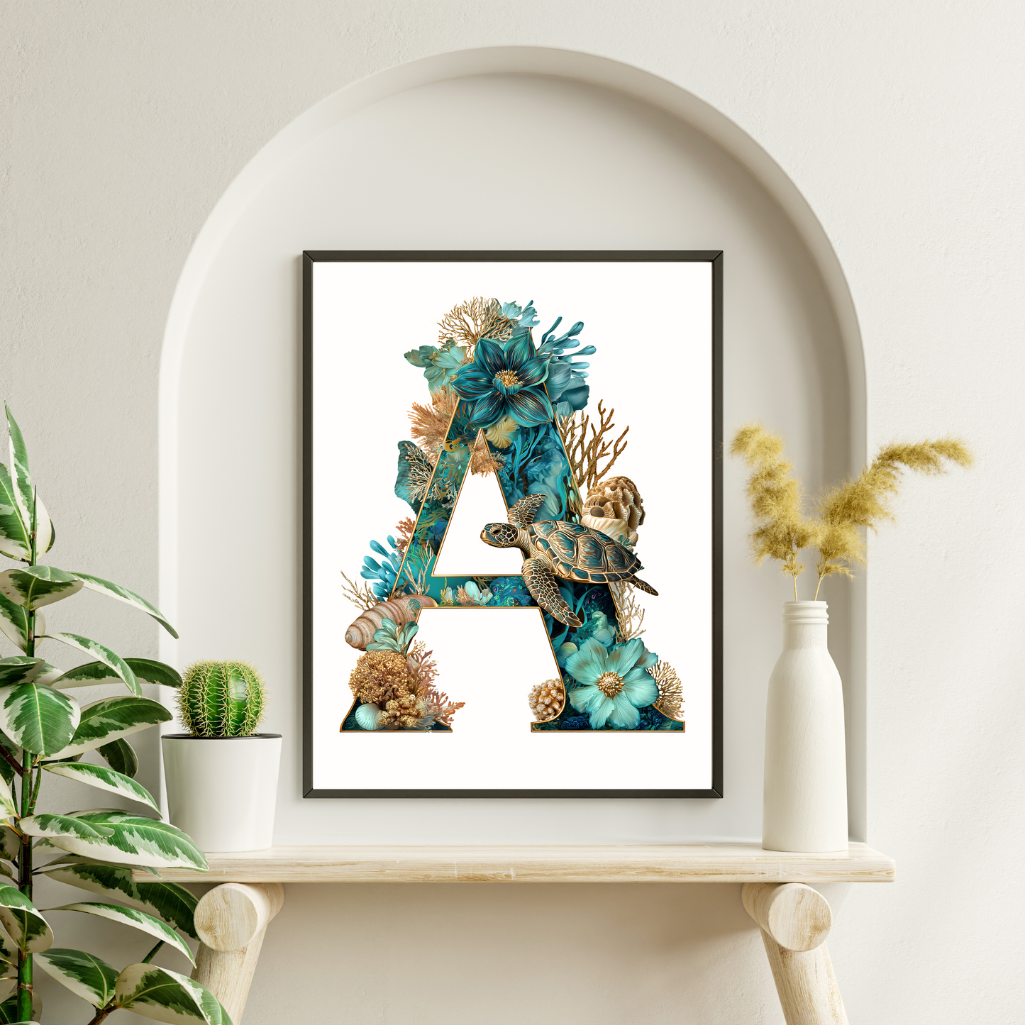 Affiche Lettre Initiale A Océan – Illustration Unique 40x50 cm